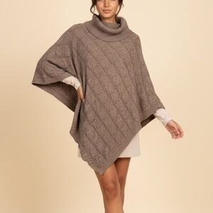 Le Château Taupe Knit Poncho Sweater – Size S/M
